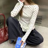 裾フリルドットプリントロンT/長袖Tシャツ | SHEENA | 詳細画像7