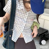 ワンポイントハート刺繍半袖チェックシャツ | SHEENA | 詳細画像1