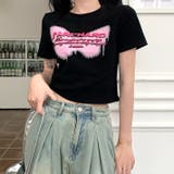 バタフライロゴプリントショート丈Tシャツ | SHEENA | 詳細画像4