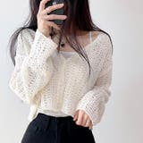 ゆったりスリーブ透かし編みニットカーディガン | SHEENA  | 詳細画像2 