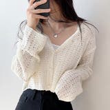 ゆったりスリーブ透かし編みニットカーディガン | SHEENA  | 詳細画像3 