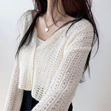 ゆったりスリーブ透かし編みニットカーディガン | SHEENA  | 詳細画像5 