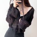 ゆったりスリーブ透かし編みニットカーディガン | SHEENA  | 詳細画像6 