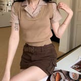 レイヤード風ストライプ半袖シャツ×ニットベストトップス | SHEENA  | 詳細画像28 