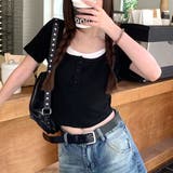 レイヤード風ヘンリーネック半袖リブトップス | SHEENA | 詳細画像2