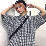 【ユニセックス】半袖オーバーサイズチェックシャツ | SHEENA  | 詳細画像5 