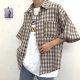 ベージュ | 【ユニセックス】半袖オーバーサイズチェックシャツ | SHEENA 
