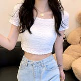 スクエアネックくしゅくしゅ半袖トップス | SHEENA | 詳細画像13