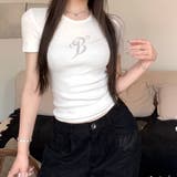 キラキラストーンエンジェルモチーフコンパクトTシャツ | SHEENA  | 詳細画像10 