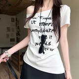 サイドシャーリングワンショルロゴプリントTシャツ | SHEENA | 詳細画像12