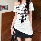 サイドシャーリングワンショルロゴプリントTシャツ | SHEENA | 詳細画像9