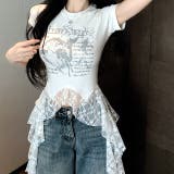 レースフリルイレヘムプリントTシャツ | SHEENA | 詳細画像3