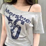 グレー | オフショルナンバリングロゴTシャツ | SHEENA