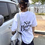 ホワイト | Burn OutロゴオーバーサイズTシャツ | SHEENA