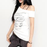 サイドギャザーワンショルレタリングプリントＴシャツ | SHEENA  | 詳細画像9 