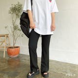 ブラック | 裾スリットリラックスストレッチストレートパンツ パンツ ボトムス | SHEENA 
