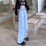 ウエストクロスリボンセミワイドデニムパンツ 韓国 韓国ファッション | SHEENA  | 詳細画像19 