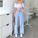 ウエストクロスリボンセミワイドデニムパンツ 韓国 韓国ファッション | SHEENA  | 詳細画像5 