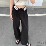 ブラック | ウエスト折り返しデザインタックワイドパンツ 秋 冬 | SHEENA