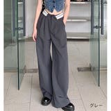 グレー | ウエスト折り返しデザインタックワイドパンツ 秋 冬 | SHEENA