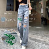フロッキープリントダメージデニムパンツ 春 夏 | SHEENA  | 詳細画像1 