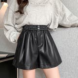ブラック | ウエストゴムエコレザーショートパンツ 秋 冬 | SHEENA