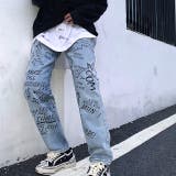 レタリングロゴプリントデニムパンツ 春 夏 | SHEENA | 詳細画像2