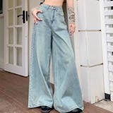 ライトブルー | スーパーワイドデニムパンツ 春 夏 | SHEENA 