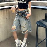 ダメージハーフルーズデニムパンツ 春 夏 | SHEENA | 詳細画像5