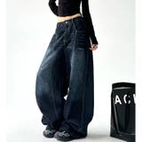 バック刺しゅうロゴルーズワイドデニムパンツ 春 夏 | SHEENA  | 詳細画像20 