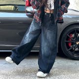 バック刺しゅうロゴルーズワイドデニムパンツ 春 夏 | SHEENA  | 詳細画像3 