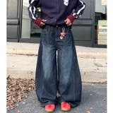 バック刺しゅうロゴルーズワイドデニムパンツ 春 夏 | SHEENA  | 詳細画像6 