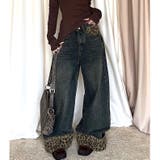 レオパード柄ロールアップワイドデニムパンツ 春 夏 | SHEENA  | 詳細画像4 