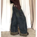 レオパード柄ロールアップワイドデニムパンツ 春 夏 | SHEENA  | 詳細画像5 