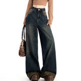 レオパード柄ロールアップワイドデニムパンツ 春 夏 | SHEENA  | 詳細画像7 