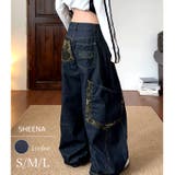 レオパード柄アクセントポケットデニムカーブパンツ ワイドパンツ 春 | SHEENA | 詳細画像1