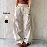 刺しゅうロゴ裾ドロストルーズワイドパンツ | SHEENA  | 詳細画像1 