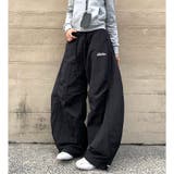 刺しゅうロゴ裾ドロストルーズワイドパンツ | SHEENA  | 詳細画像11 