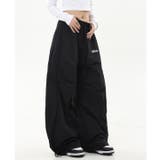 刺しゅうロゴ裾ドロストルーズワイドパンツ | SHEENA  | 詳細画像15 