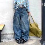 ブルー | ビッグポケットデニムカーブワイドパンツ | SHEENA 