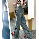 サイドハイダメージデニムワイドパンツ | SHEENA | 詳細画像3