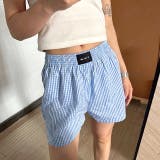 サックスブルー | チェック柄レイヤードインナーショートパンツ | SHEENA