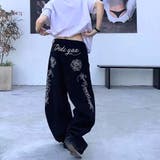 バックフラワーロゴ刺繍カーブワイドパンツ | SHEENA | 詳細画像15