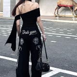 バックフラワーロゴ刺繍カーブワイドパンツ | SHEENA | 詳細画像16