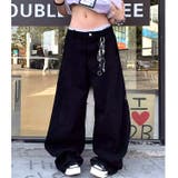 バックフラワーロゴ刺繍カーブワイドパンツ | SHEENA | 詳細画像2