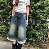 レースレイヤードデニムワイドハーフパンツ | SHEENA | 詳細画像10