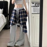 フェイクレイヤードチェックシャツスウェットワイドパンツ | SHEENA | 詳細画像10