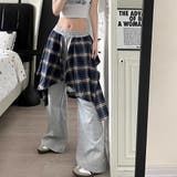 フェイクレイヤードチェックシャツスウェットワイドパンツ | SHEENA | 詳細画像11