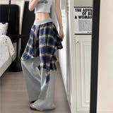 フェイクレイヤードチェックシャツスウェットワイドパンツ | SHEENA | 詳細画像12