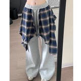 フェイクレイヤードチェックシャツスウェットワイドパンツ | SHEENA | 詳細画像15